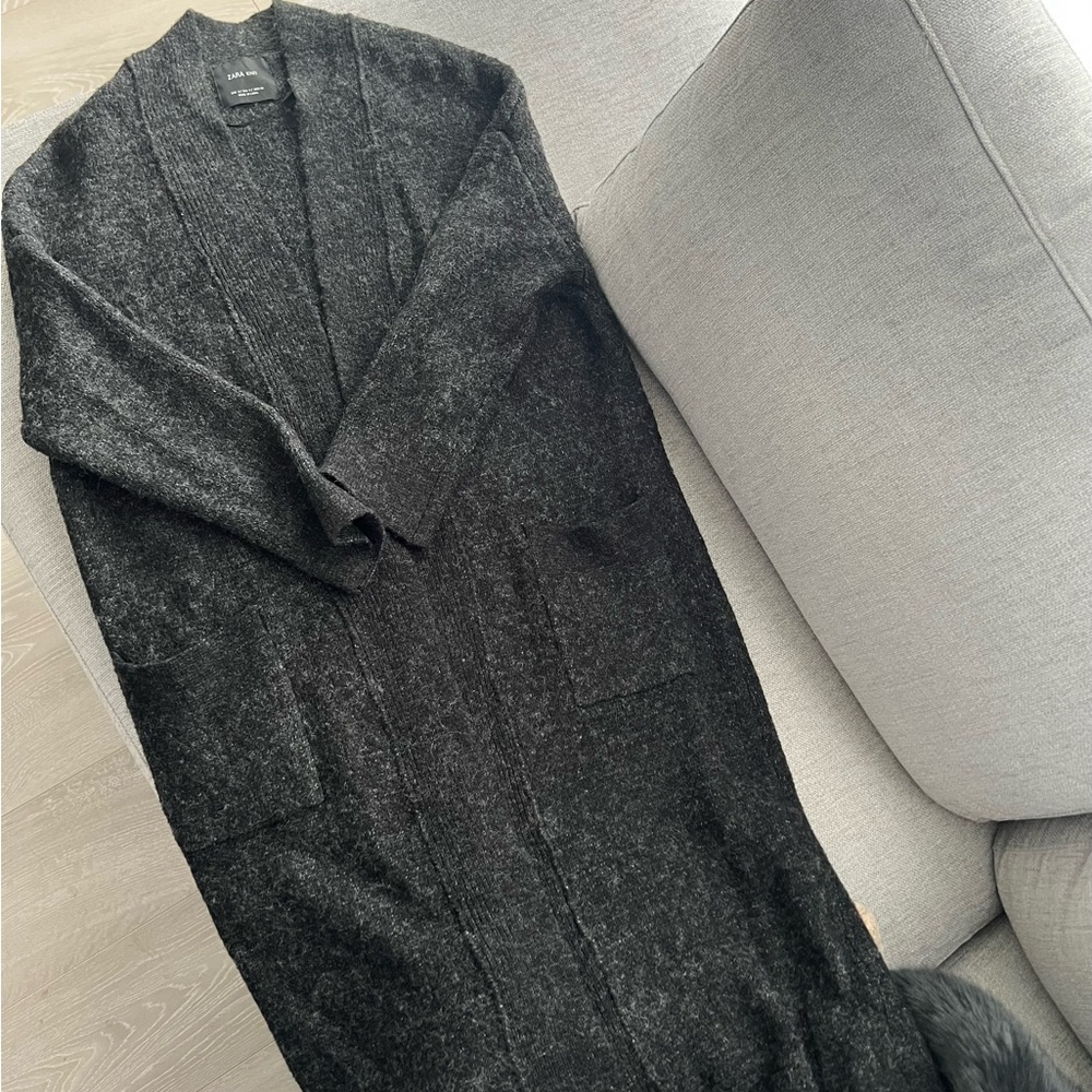 Zara Long Black Cardigan